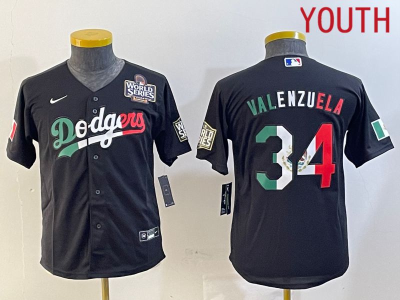 Youth Los Angeles Dodgers #34 Valenzuela Black Game 2024 Nike MLB Jersey style 1029->youth mlb jersey->Youth Jersey